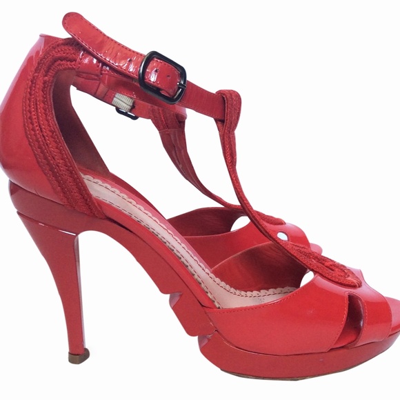 JOHN GALLIANO RED PATENT LEATHER PUMPS SIZE 38 - Picture 2 of 4